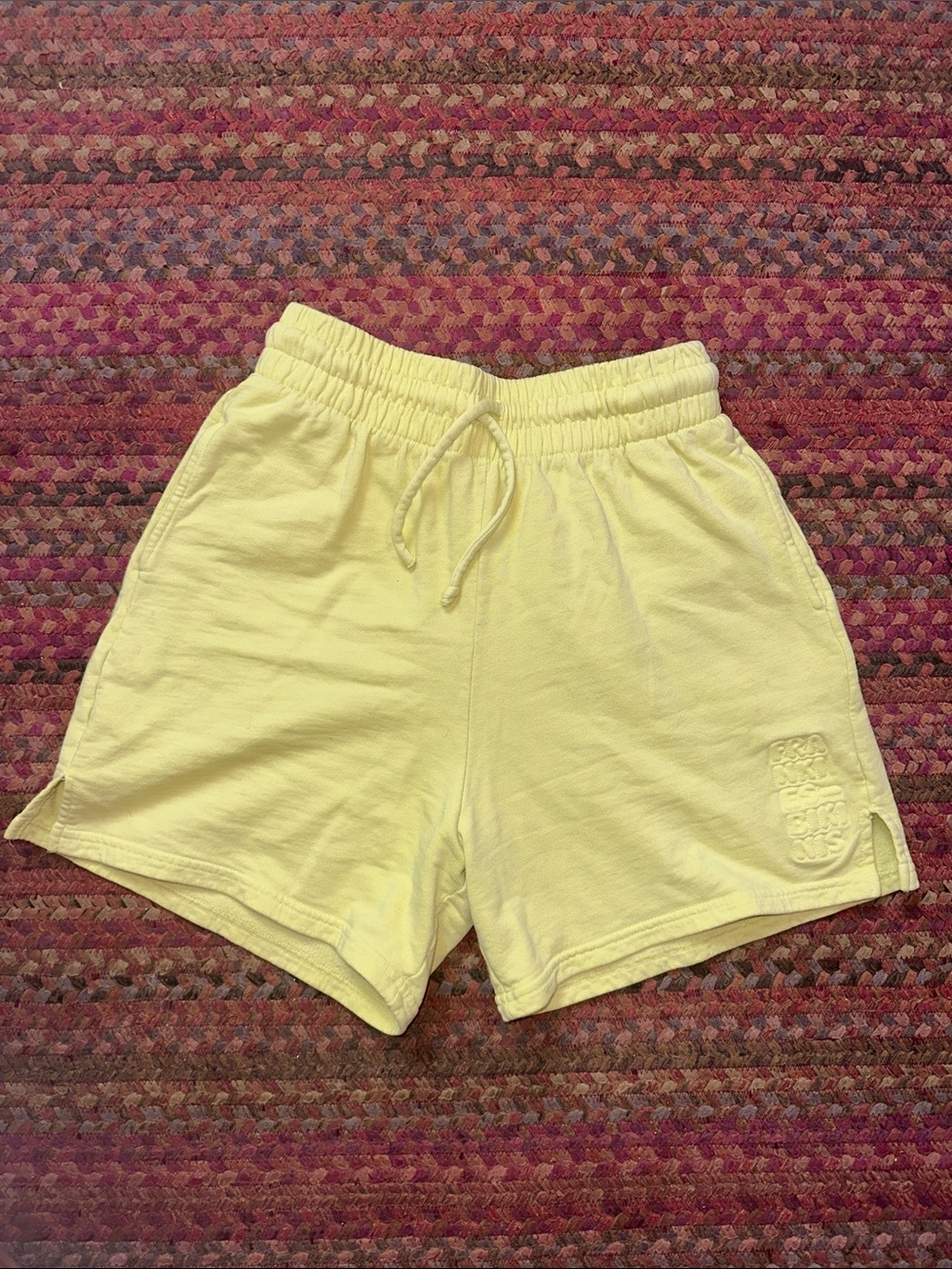 Frankie's Bikinis neon Yellow Drawstring cotton lounge high rise Shorts